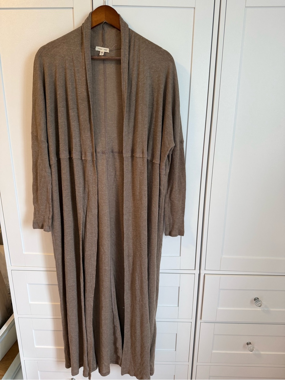 silence + noise Long Taupe Open-Front Duster